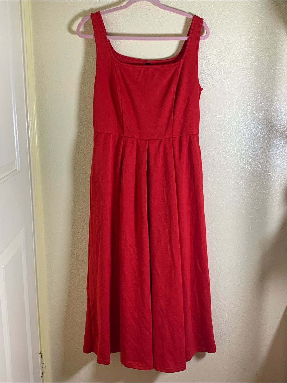 NWOT BTFBM Sleeveless Red Maxi Dress with Square Neck, Size L